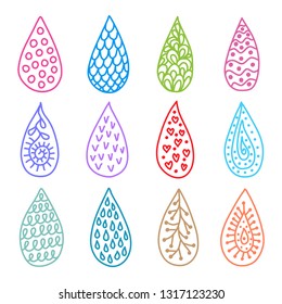 Drop icons and sign set isolated on white background vector illustration