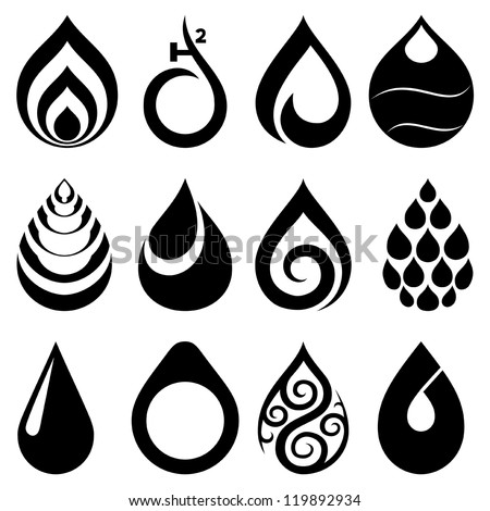 drop icons and signs set