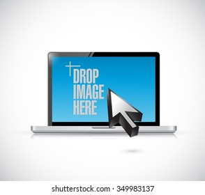drop image here message on a computer illustration design over a white background