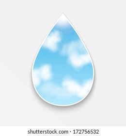 drop with an image of the sky with clouds.natural background.vector