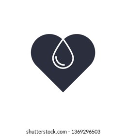 Drop inside heart icon. Save water symbol modern simple vector icon for web site or mobile app 