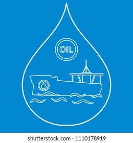 Drop inside which a tanker carrying oil. Production and transportation of oil.