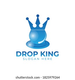 Drop king, crown water logo design template ,Vector illustration