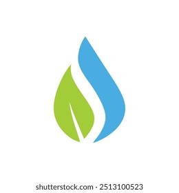 Drop and Leaf Logo Symbol Simple Nature Logo. Natural Water Drop and Leaf Icon Design.