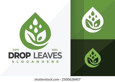 Drop Leaves Logo design vector symbol icon illustration