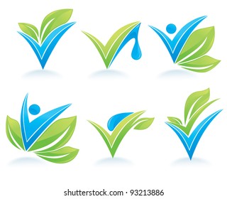drop and leaves vector collection of signs and marks