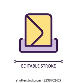 Drop letter pixel perfect RGB color ui icon. Send envelope. Express delivery. Simple filled line element. GUI, UX design for mobile app. Vector isolated pictogram. Editable stroke. Arial font used