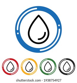 Drop line icon set. flat design vector illustration in 5 colors options for webdesign