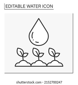  Drop line icon. Water substance for plant growing. Nature. Eco system. Water concept. Isolated vector illustration. Editable stroke