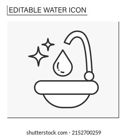  Drop line icon. Water substance from a crane. Nature. Eco system. Water concept. Isolated vector illustration. Editable stroke