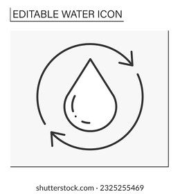  Zeilensymbol ablegen. Wasserstoffzirkulation. Die Natur. Ökosystem. Wasserkonzept. Einzige Vektorgrafik. Bearbeitbarer Hub