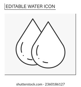  Zeilensymbol ablegen. Wassersubstanz. Chemisches Element. Die Natur. Ökosystem. Wasserkonzept. Einzige Vektorgrafik. Bearbeitbarer Hub