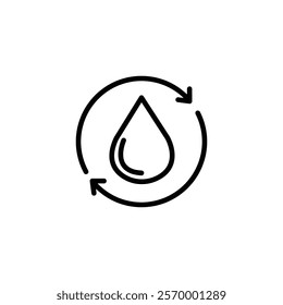 Drop line icon. Water substance circulations. Nature. Eco system. Water concept. Isolated vector illustration. Editable stroke