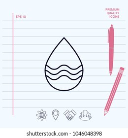 Drop line icon with waves