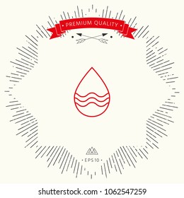 Drop line icon with waves
