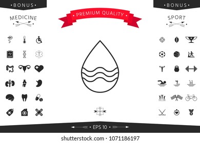 Drop line icon with waves