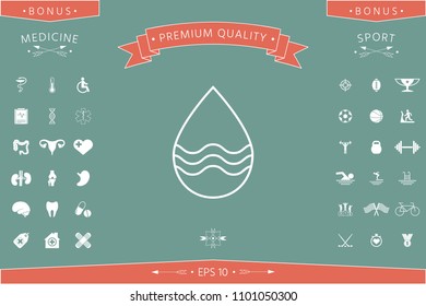 Drop line icon with waves