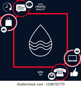 Drop line icon with waves
