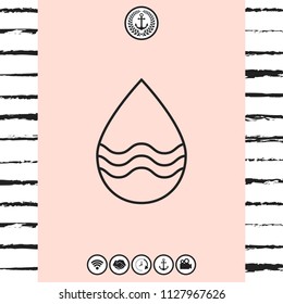 Drop line icon with waves