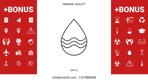 Drop line icon with waves