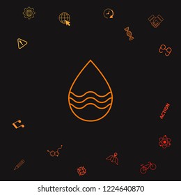 Drop line icon with waves. Graphic elements for your design