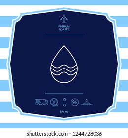 Drop line icon with waves. Graphic elements for your design