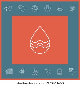 Drop line icon with waves. Graphic elements for your design