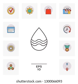 Drop line icon with waves. Graphic elements for your design