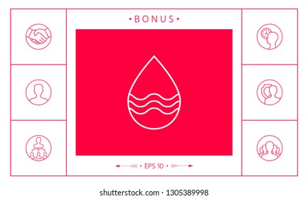 Drop line icon with waves. Graphic elements for your design