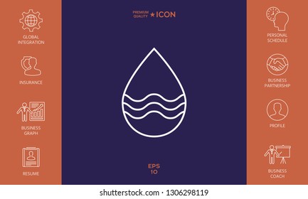 Drop line icon with waves. Graphic elements for your design