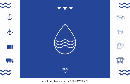 Drop line icon with waves. Graphic elements for your design