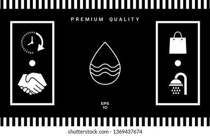 Drop line icon with waves. Graphic elements for your design