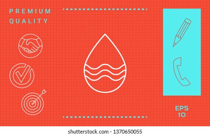Drop line icon with waves. Graphic elements for your design