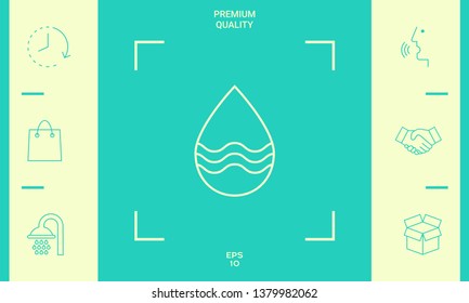 Drop line icon with waves. Graphic elements for your design