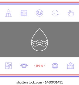 Drop line icon with waves. Graphic elements for your design