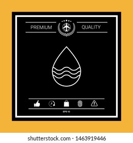 Drop line icon with waves. Graphic elements for your design
