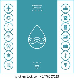 Drop line icon with waves. Graphic elements for your design