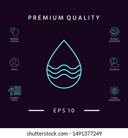 Drop line icon with waves. Graphic elements for your design