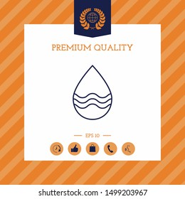 Drop line icon with waves. Graphic elements for your design