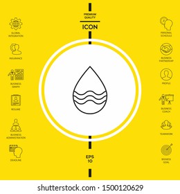 Drop line icon with waves. Graphic elements for your design