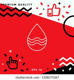 Drop line icon with waves. Graphic elements for your design