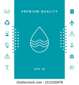 Drop line icon with waves. Graphic elements for your design