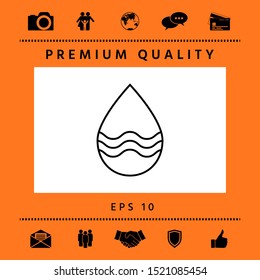 Drop line icon with waves. Graphic elements for your design