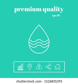 Drop line icon with waves. Graphic elements for your design