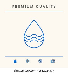 Drop line icon with waves. Graphic elements for your design