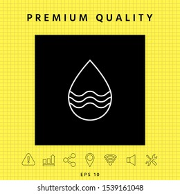 Drop line icon with waves. Graphic elements for your design