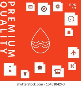 Drop line icon with waves. Graphic elements for your design