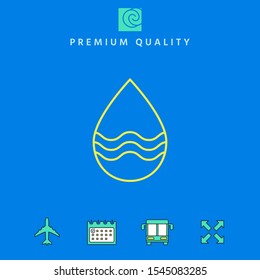 Drop line icon with waves. Graphic elements for your design