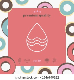 Drop line icon with waves. Graphic elements for your design