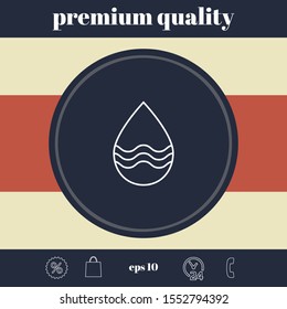 Drop line icon with waves. Graphic elements for your design